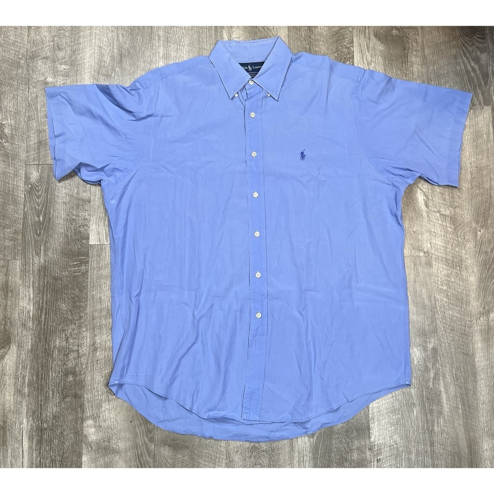 Ralph Lauren Button Down Shirt 16.5 Blue Yarmouth Cotton Blue Pony